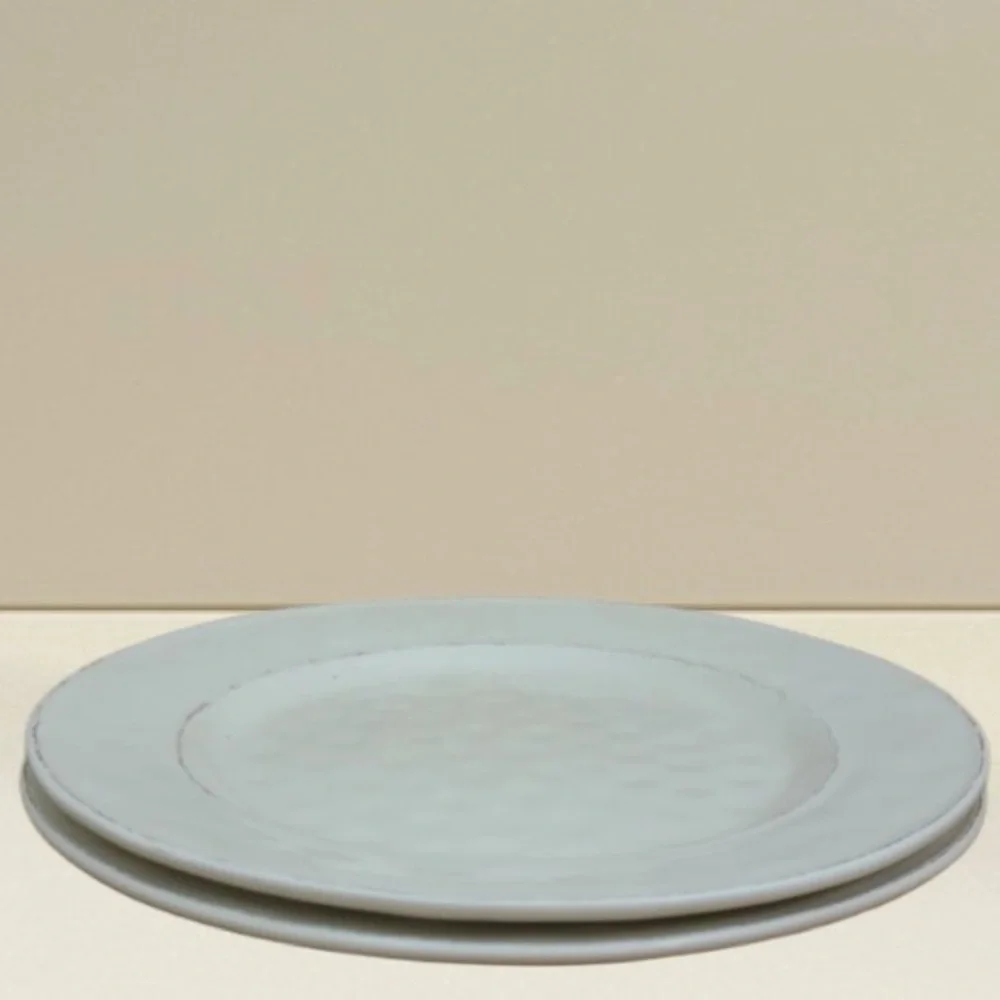 Pier 1 Martillo 11” Plates Dinner Set Replacements White Cream Brown Stoneware